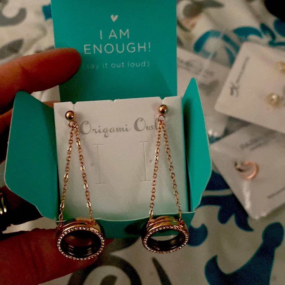 Rose gold locket style earrings